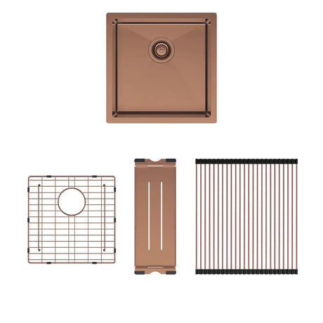 Hana 32L Single Kitchen Sink Kit, Brushed Copper fienza