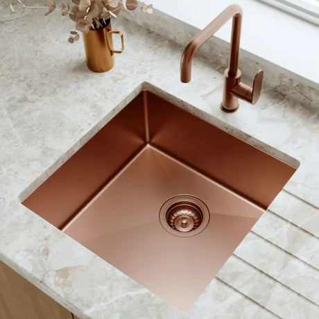 Hana 32L Single Kitchen Sink, Brushed Copper fienza