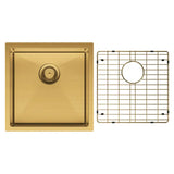 Hana 32L Single Kitchen Sink, PVD Rugged Brass fienza