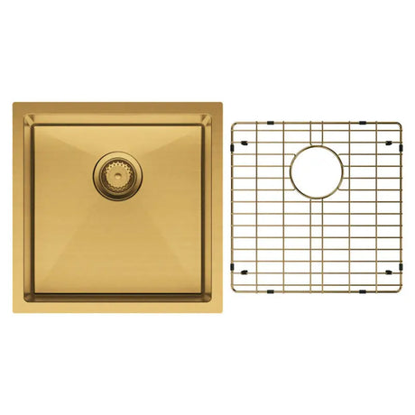 Hana 32L Single Kitchen Sink, PVD Rugged Brass fienza