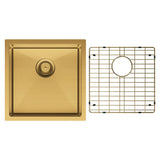 Hana 32L Single Kitchen Sink Kit, PVD Rugged Brass fienza