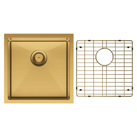 Hana 32L Single Kitchen Sink Kit, PVD Rugged Brass fienza