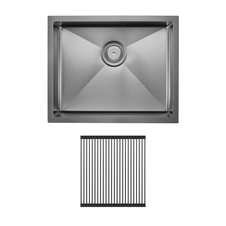 Hana Anti-Scratch 40L Single Kitchen Sink Kit, PVD Gun Metal fienza