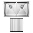 Hana Anti-Scratch 27L/27L Double Kitchen Sink Kit, Stainless Steel fienza