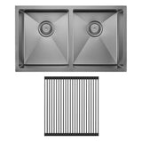 Hana Anti-Scratch 27L/27L Double Kitchen Sink Kit, PVD Gun Metal fienza