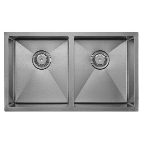 Hana Anti-Scratch 27L/27L Double Kitchen Sink, PVD Gun Metal fienza