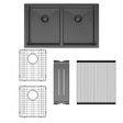 Hana 27L/27L Double Kitchen Sink Kit, PVD Carbon Metal fienza
