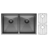 Hana 27L/27L Double Kitchen Sink, PVD Carbon Metal fienza