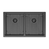 Hana 27L/27L Double Kitchen Sink, PVD Carbon Metal fienza