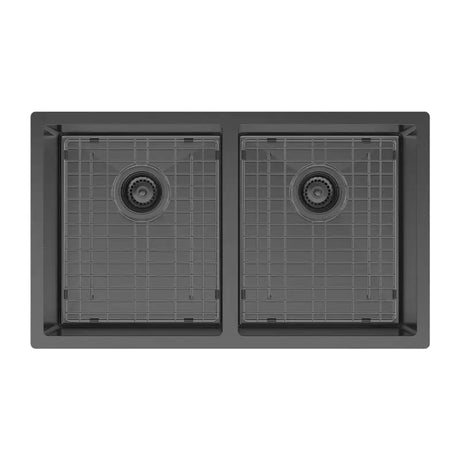 Hana 27L/27L Double Kitchen Sink, PVD Carbon Metal fienza