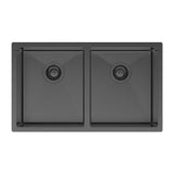 Hana 27L/27L Double Kitchen Sink, PVD Carbon Metal fienza