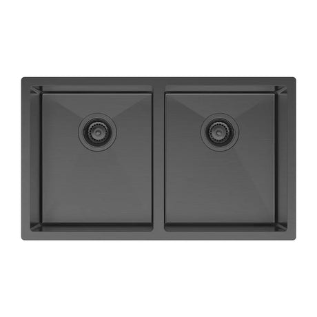 Hana 27L/27L Double Kitchen Sink, PVD Carbon Metal fienza