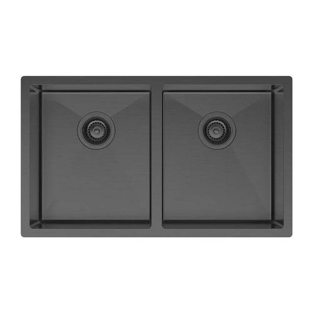 Hana 27L/27L Double Kitchen Sink, PVD Carbon Metal fienza
