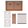 Hana 27L/27L Double Kitchen Sink Kit, Brushed Copper fienza