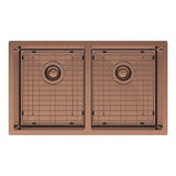 Hana 27L/27L Double Kitchen Sink, PVD Brushed Copper fienza