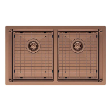 Hana 27L/27L Double Kitchen Sink, PVD Brushed Copper fienza