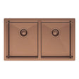 Hana 27L/27L Double Kitchen Sink, PVD Brushed Copper fienza