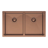 Hana 27L/27L Double Kitchen Sink, PVD Brushed Copper fienza