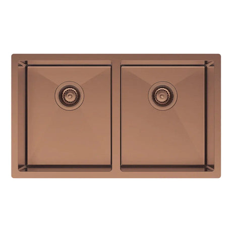 Hana 27L/27L Double Kitchen Sink, PVD Brushed Copper fienza