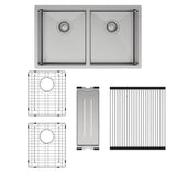 Hana 27L/27L Double Kitchen Sink Kit, Stainless Steel fienza