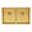 Hana 27L/27L Double Kitchen Sink, PVD Rugged Brass fienza