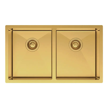 Hana 27L/27L Double Kitchen Sink, PVD Rugged Brass fienza