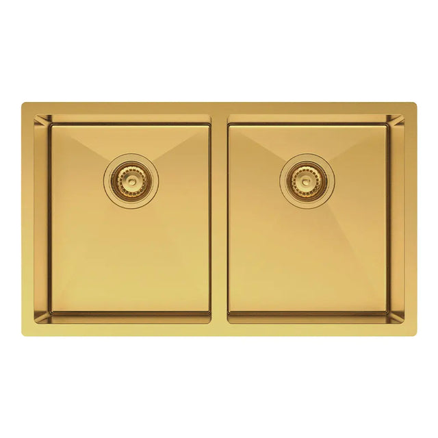 Hana 27L/27L Double Kitchen Sink, PVD Rugged Brass fienza