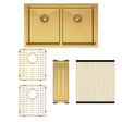 Hana 27L/27L Double Kitchen Sink Kit, PVD Rugged Brass fienza