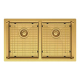 Hana 27L/27L Double Kitchen Sink, PVD Rugged Brass fienza