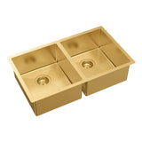 Hana 27L/27L Double Kitchen Sink, PVD Rugged Brass fienza