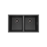Kuro Granite 34L/34L Double Bowl Kitchen Sink, Matte Black fienza