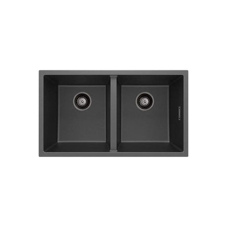 Kuro Granite 34L/34L Double Bowl Kitchen Sink, Matte Black fienza