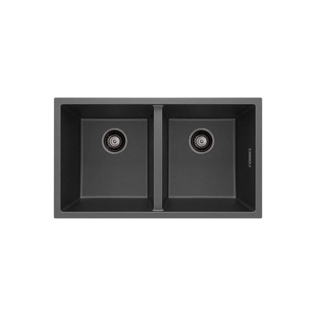 Kuro Granite 34L/34L Double Bowl Kitchen Sink, Matte Black fienza