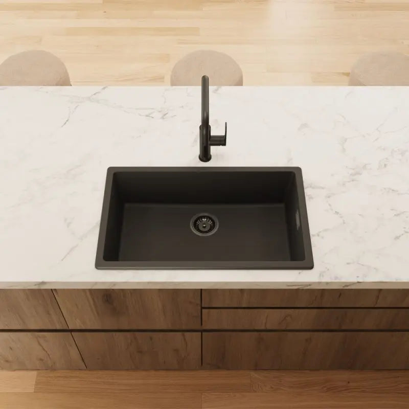 Kuro Granite 53L Single Bowl Kitchen Sink, Matte Black fienza