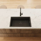 Kuro Granite 53L Single Bowl Kitchen Sink, Matte Black fienza