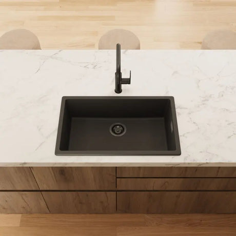 Kuro Granite 53L Single Bowl Kitchen Sink, Matte Black fienza