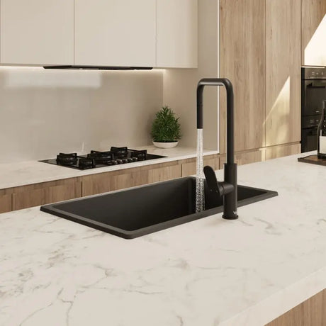 Kuro Granite 53L Single Bowl Kitchen Sink, Matte Black fienza