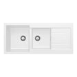 Kuro Granite 32L/22L Double Kitchen Sink with Drainer, Matte White fienza