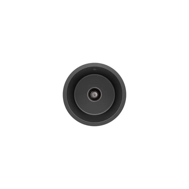 Kuro Granite 22L Round Single Bowl Kitchen Sink, Matte Black fienza