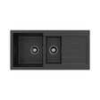 Kuro Granite32L/14L Double Kitchen Sink with Drainer, Matte Black fienza