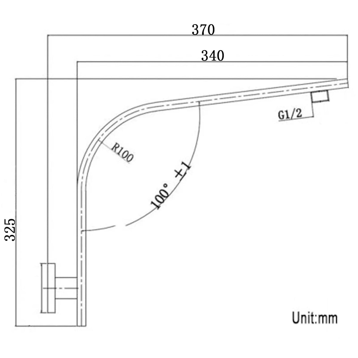Black Wall Shower Arm Aquaperla