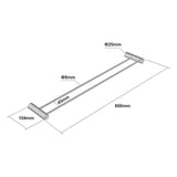 600mm Brushed Nickel Double Towel Rail Aquaperla
