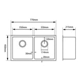 Handmade Stainless Steel Gun Metal Double Bowl Kitchen Sink 1.2mm (Top/Flush/Undermount) 770*450*215mm Aquaperla