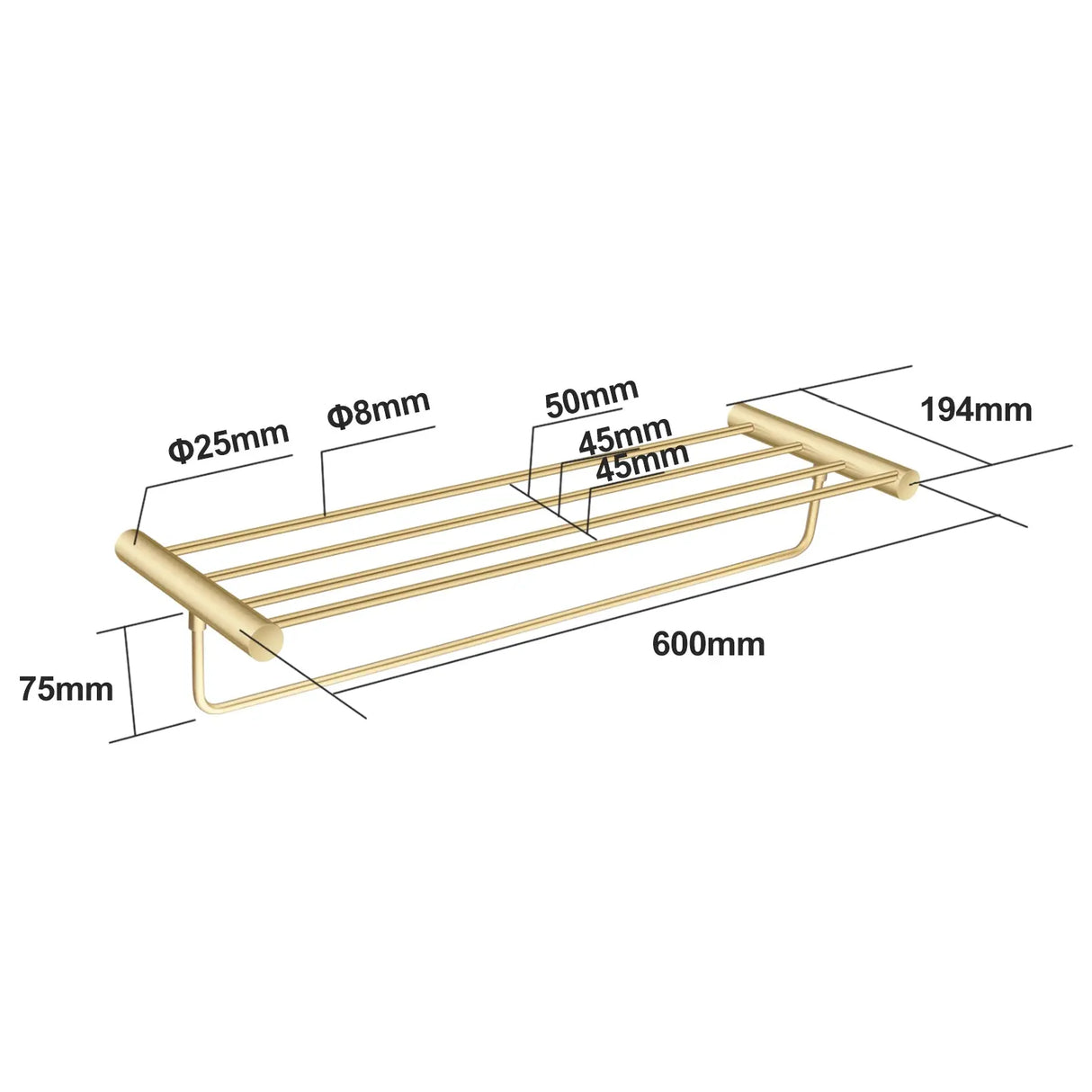 Brushed Brass Shower Shelf Aquaperla