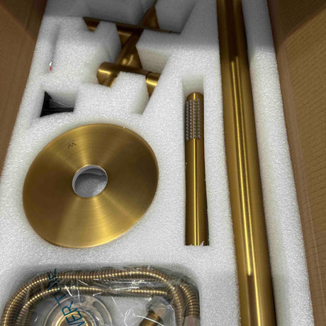 Brushed Brass Freestanding Tap with Handheld Shower Aquaperla