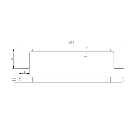 VOG - 600mm Gunmetal Single Towel Rail Aquaperla