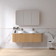 Adair Curved Fluted Wall Hung Vanity - Walnut Wood 1500mm x 450mm (Stone Top & Basins are Included) Bagno D'Oro