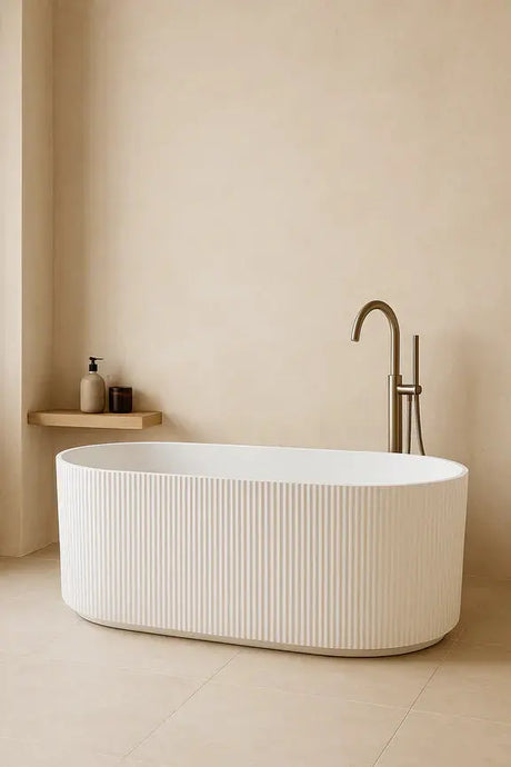 Oval Fluted Freestanding Bath 1500X750X580MM Poseidonbk