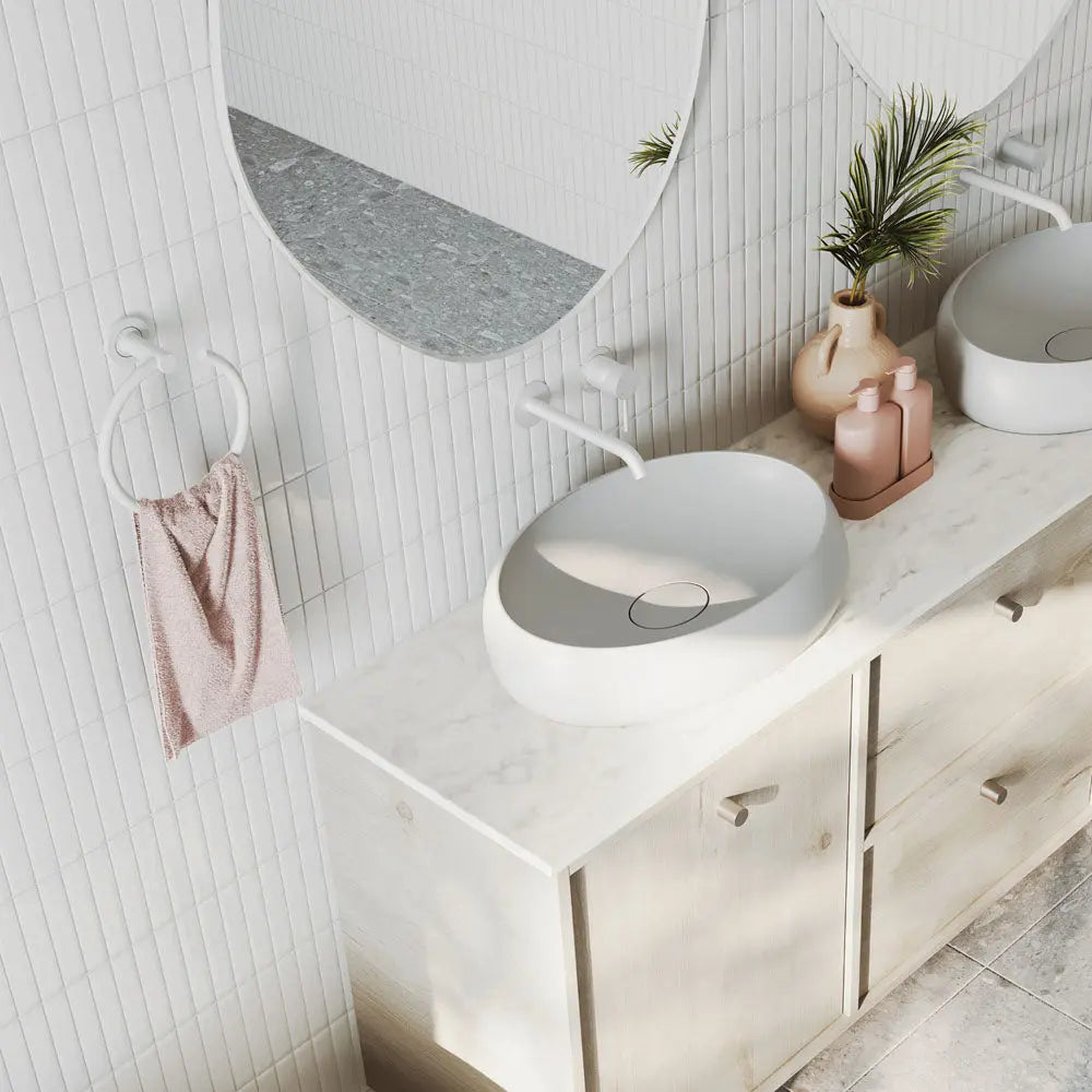 Kaya Hand Towel Ring, Matte White fienza