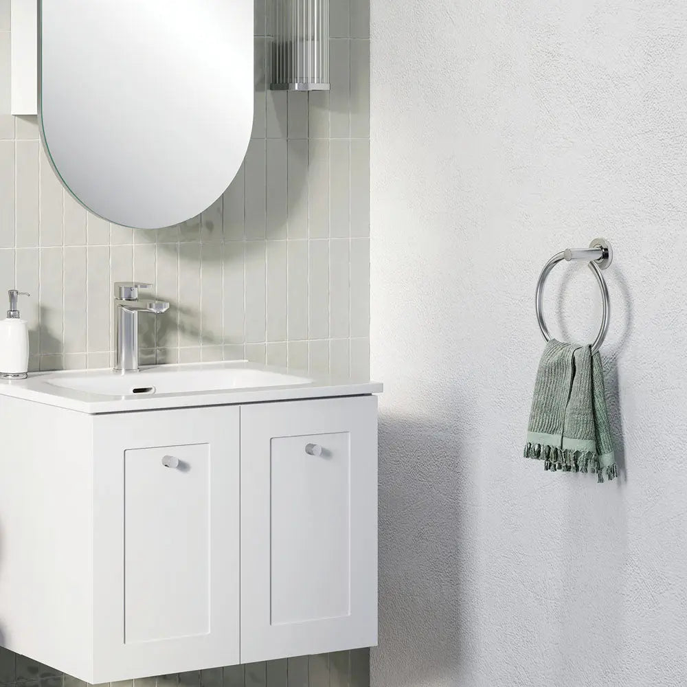 Kaya Hand Towel Ring, Chrome fienza